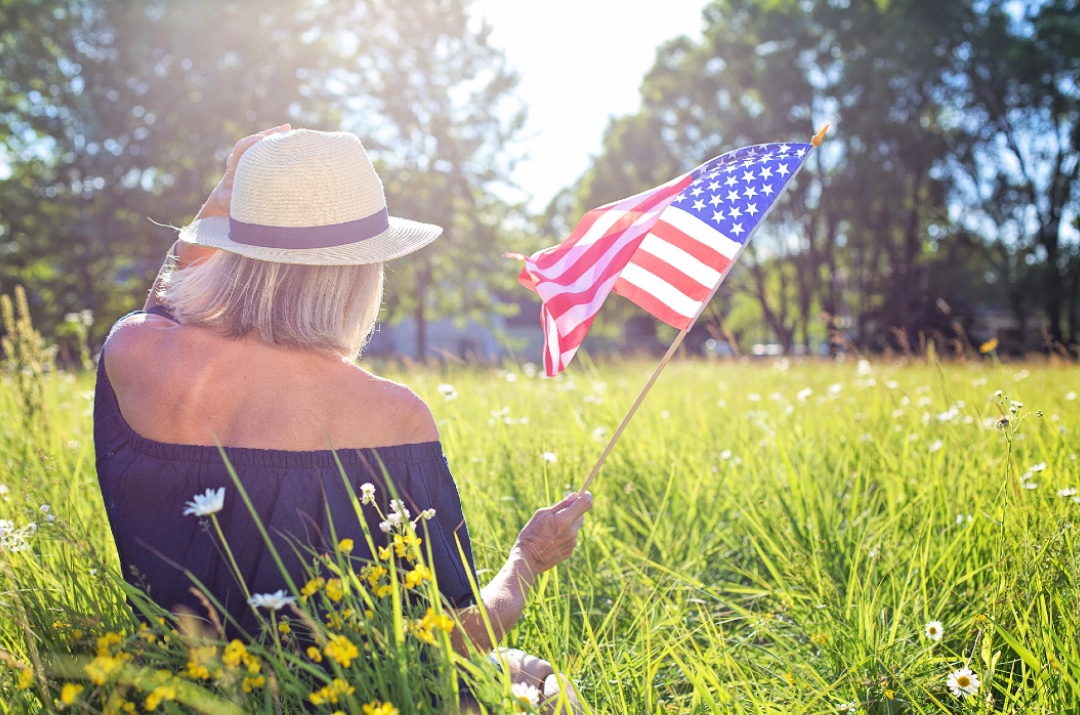 lady, fourth of July, usa, Independence Day, green , grass