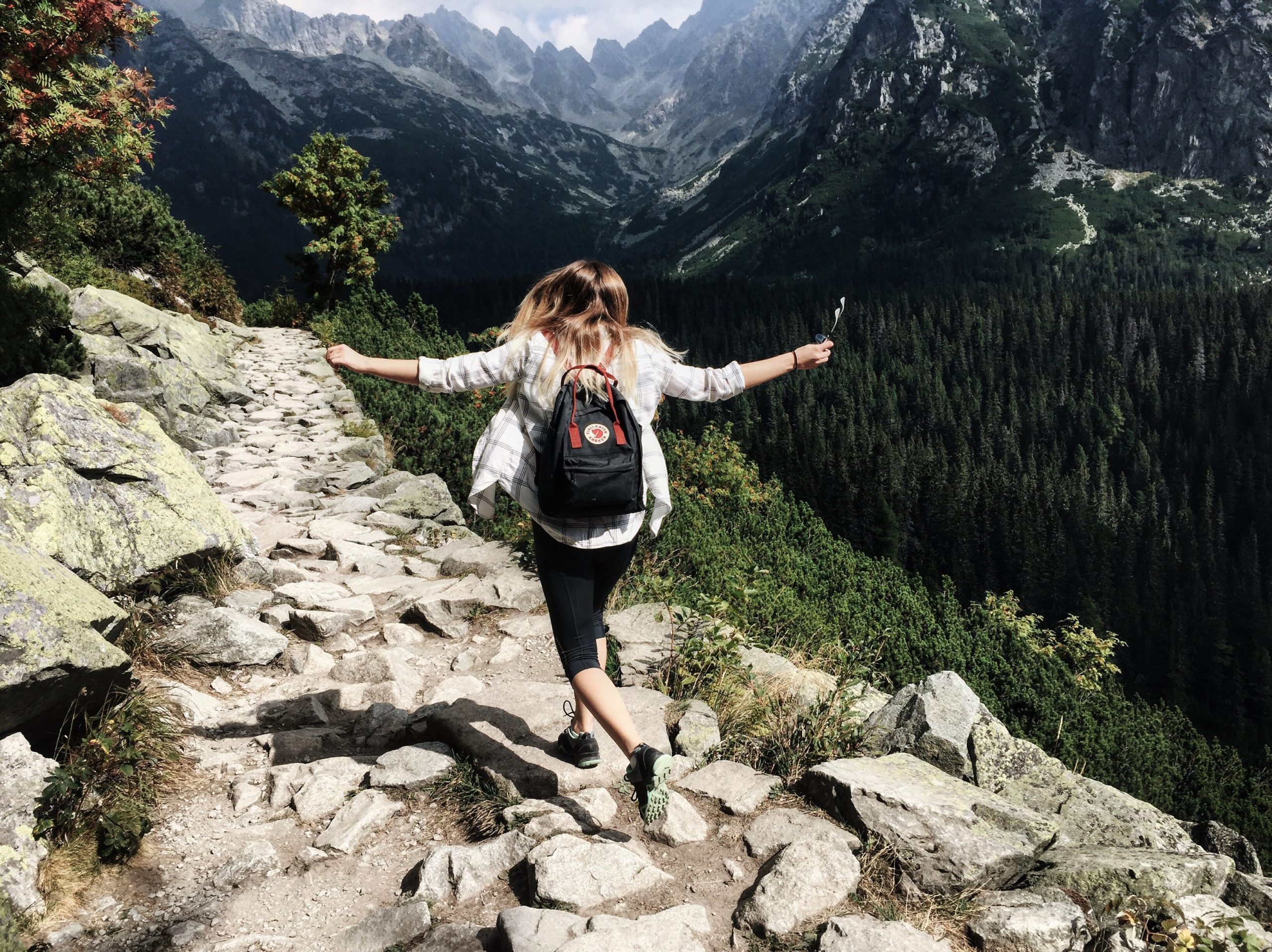 young woman hiking